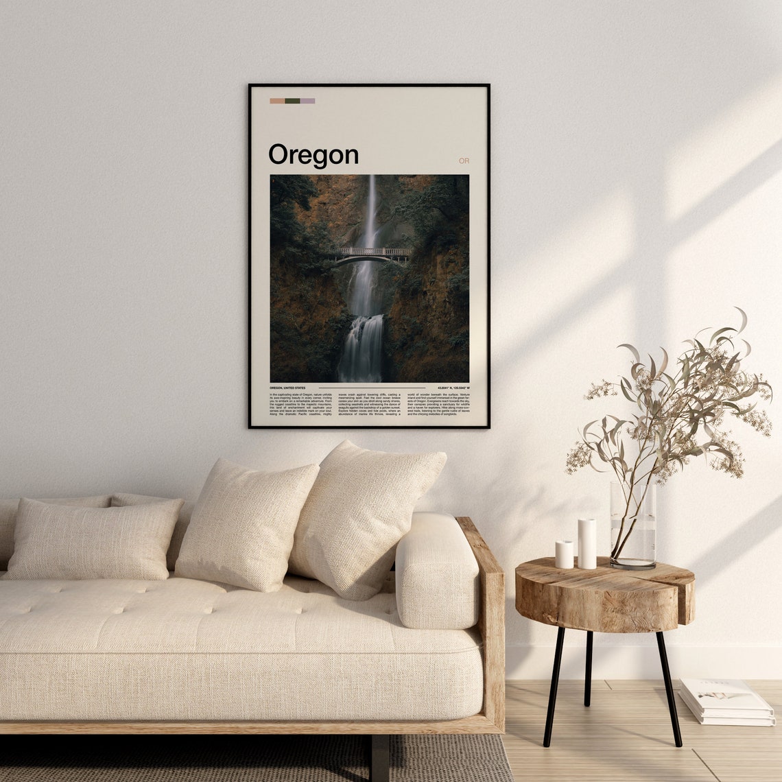 Oregon Multnomah Falls and Bridge Waterfall Nature Photography Poster - Image 3