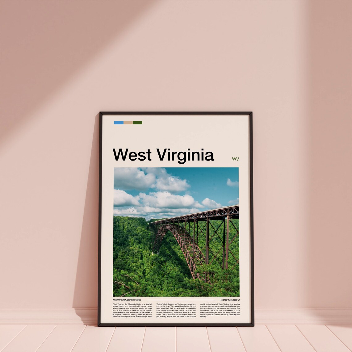West Virginia Steel Arch Bridge Green Forest Gorge Travel Poster - Image 4