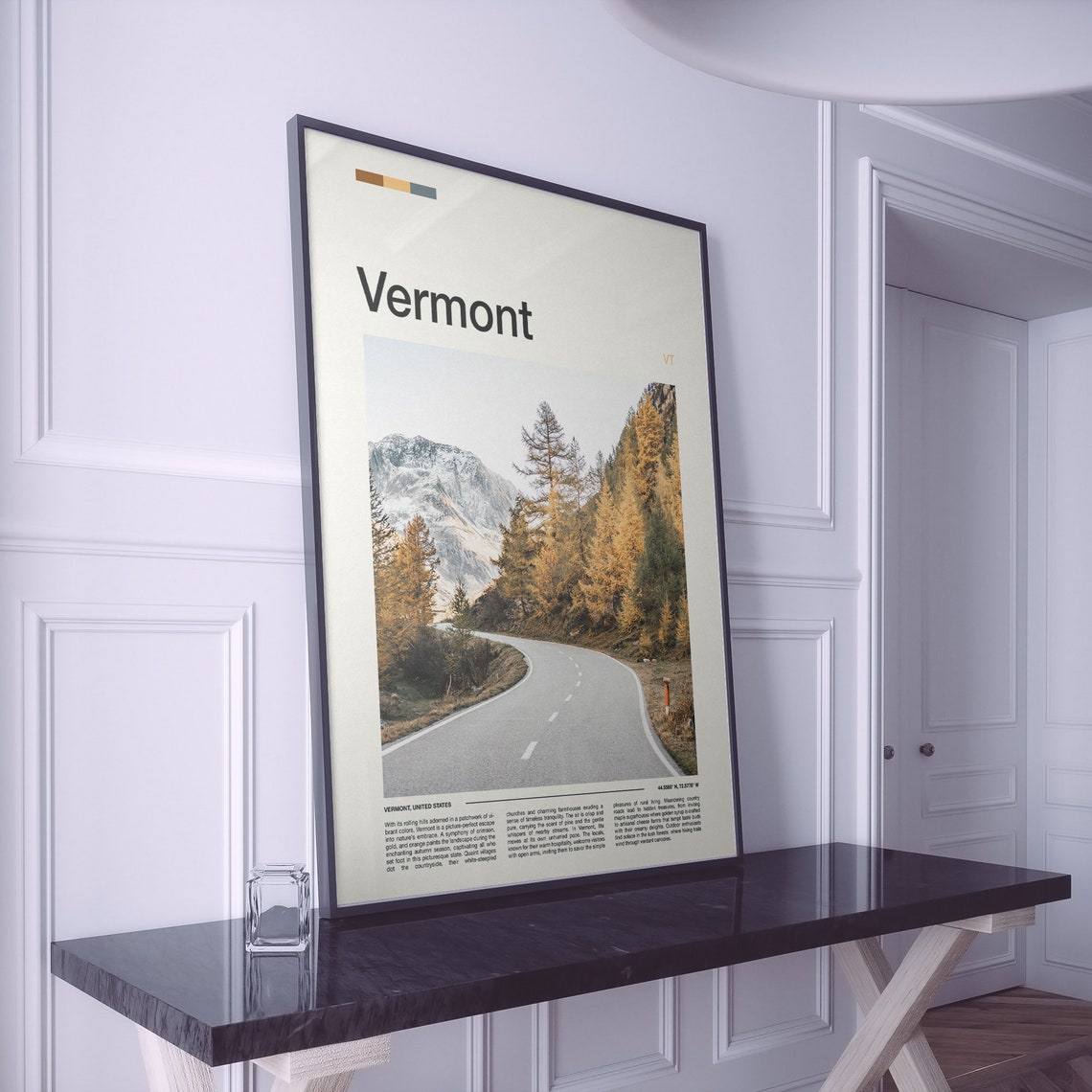 Vermont Winding Mountain Road Through Golden Autumn Forest Poster - Image 2