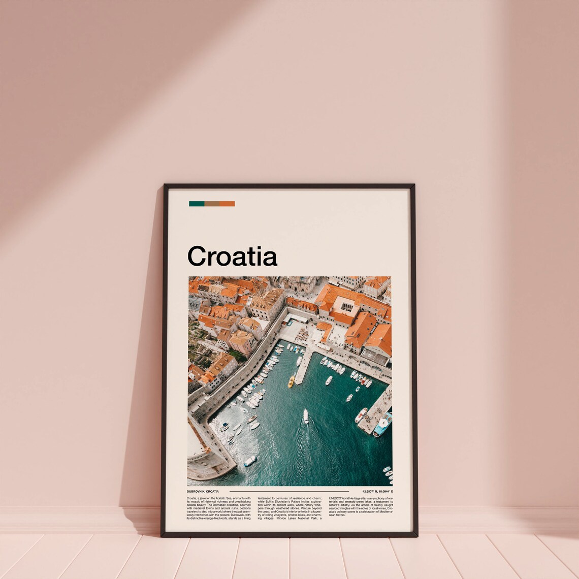 Croatia Dubrovnik Harbor Boats Aerial Minimalist Photo Poster - Image 4