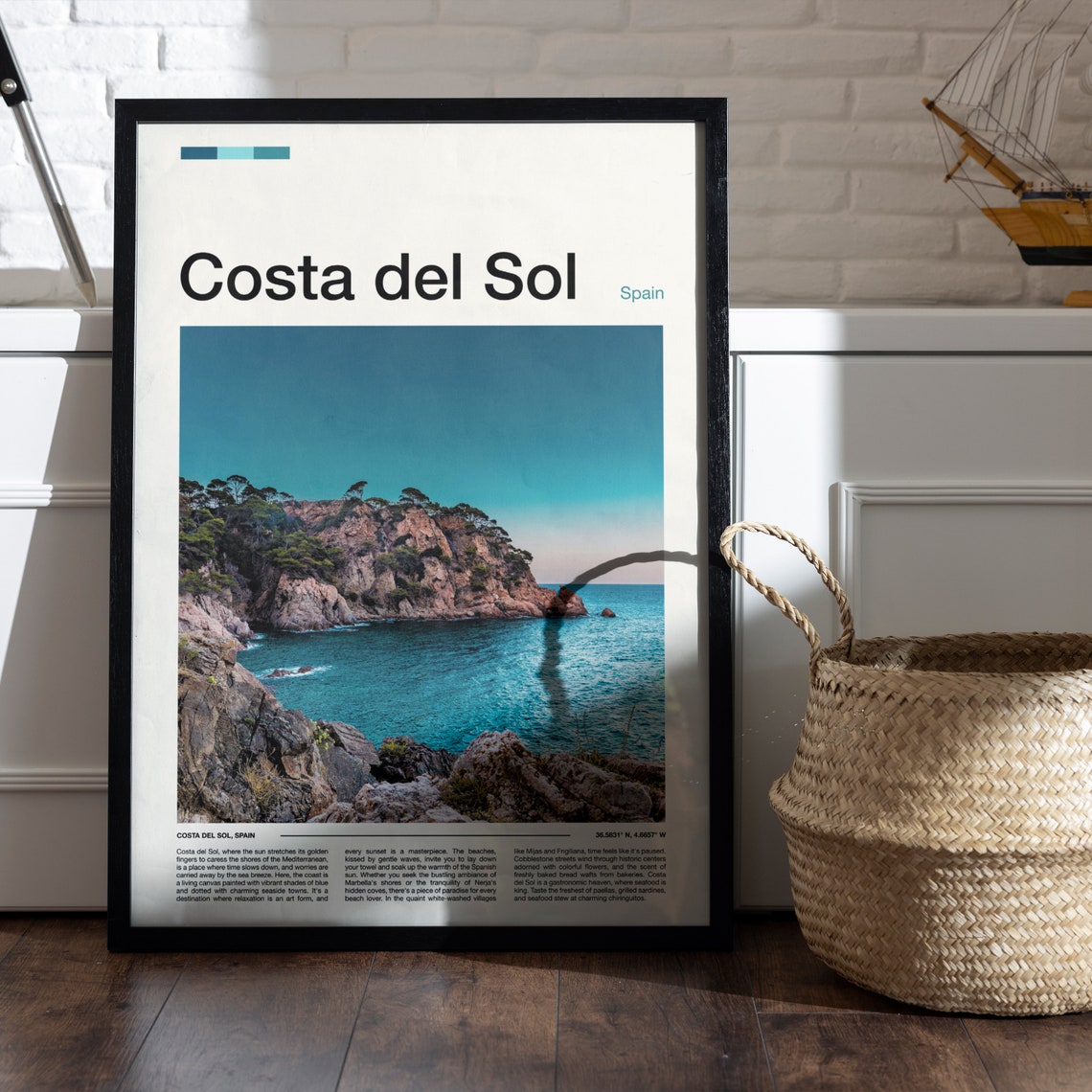 Costa del Sol Spain Rocky Cove Turquoise Mediterranean Coast Poster - Image 4