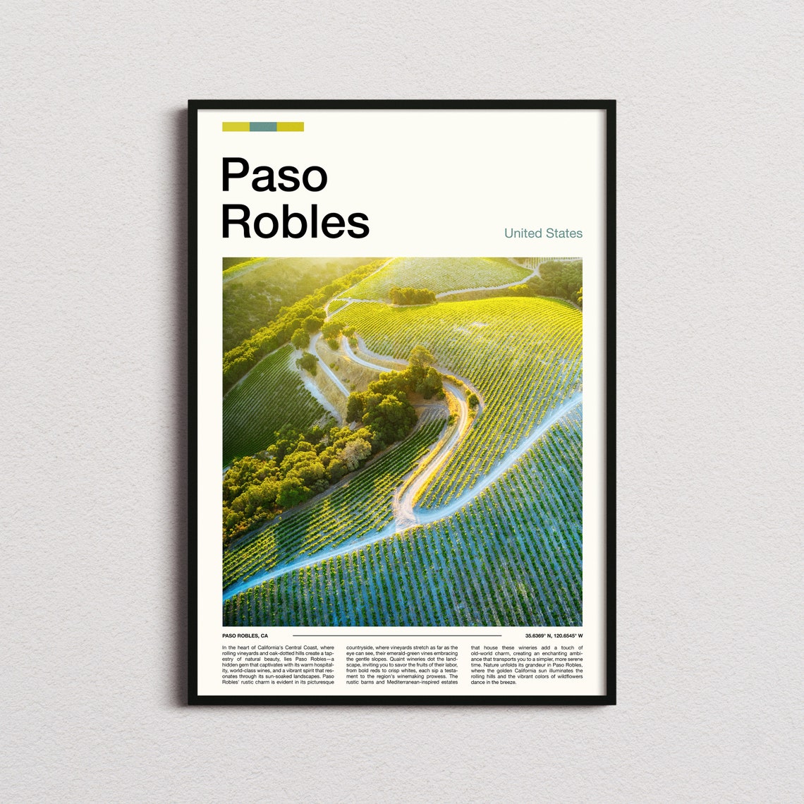 Paso Robles California Vineyard Aerial Sunset Wine Country Poster