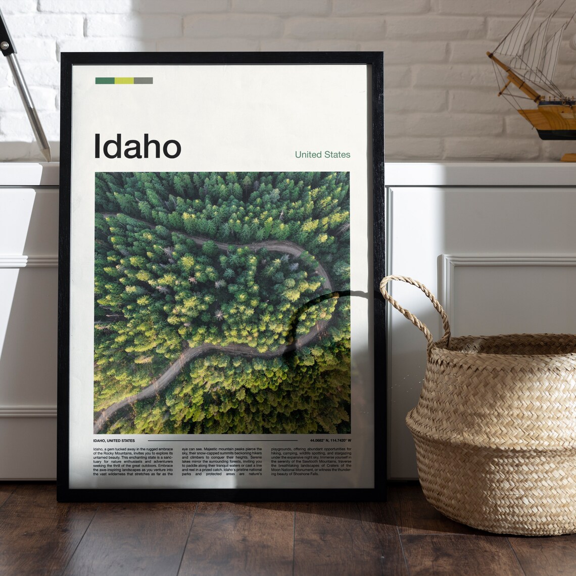 Idaho Aerial Pine Forest Winding Road Nature Minimal Travel Poster - Image 5