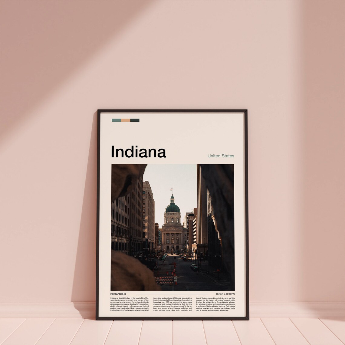 Indiana Indianapolis Downtown Street Historic Dome Building Poster - Image 4