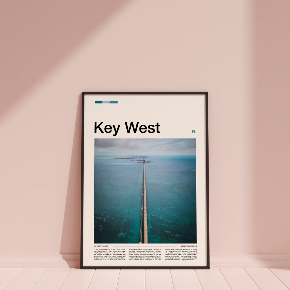 Key West Florida Seven Mile Bridge Aerial Turquoise Ocean Poster - Image 4