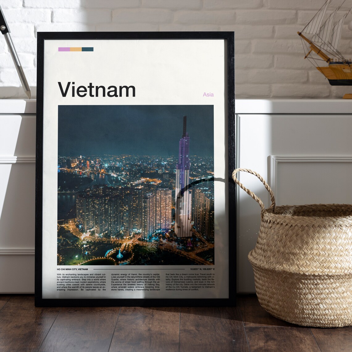 Ho Chi Minh City Night Skyline Vietnam Minimalist Travel Poster - Image 5
