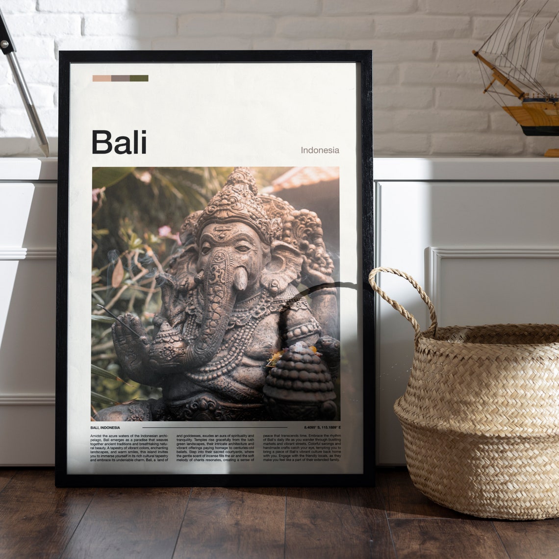 Bali Indonesia Ganesha Statue Incense Spiritual Temple Art Poster - Image 4