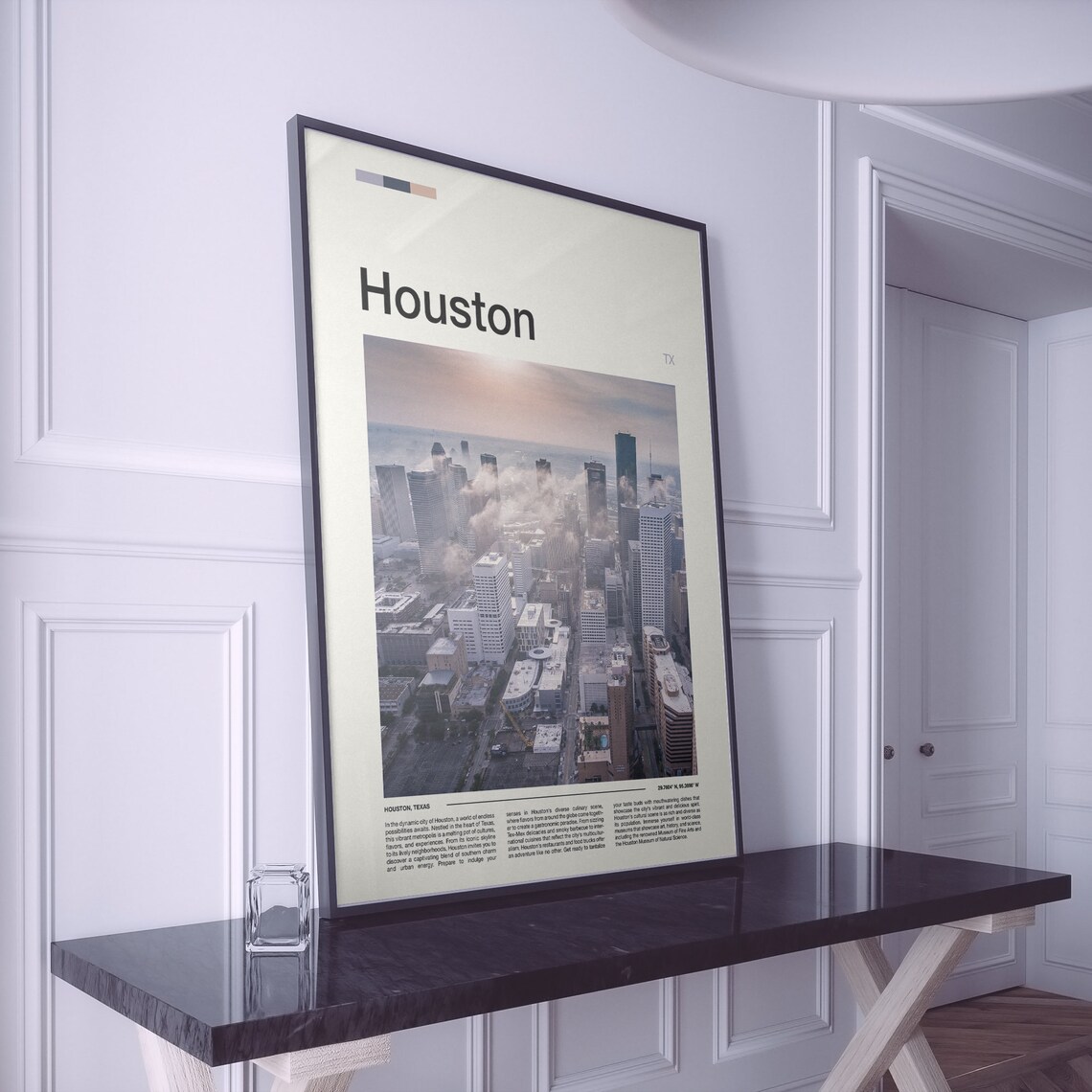 Houston Texas Foggy Downtown Aerial Photo Poster City Skyline - Image 2