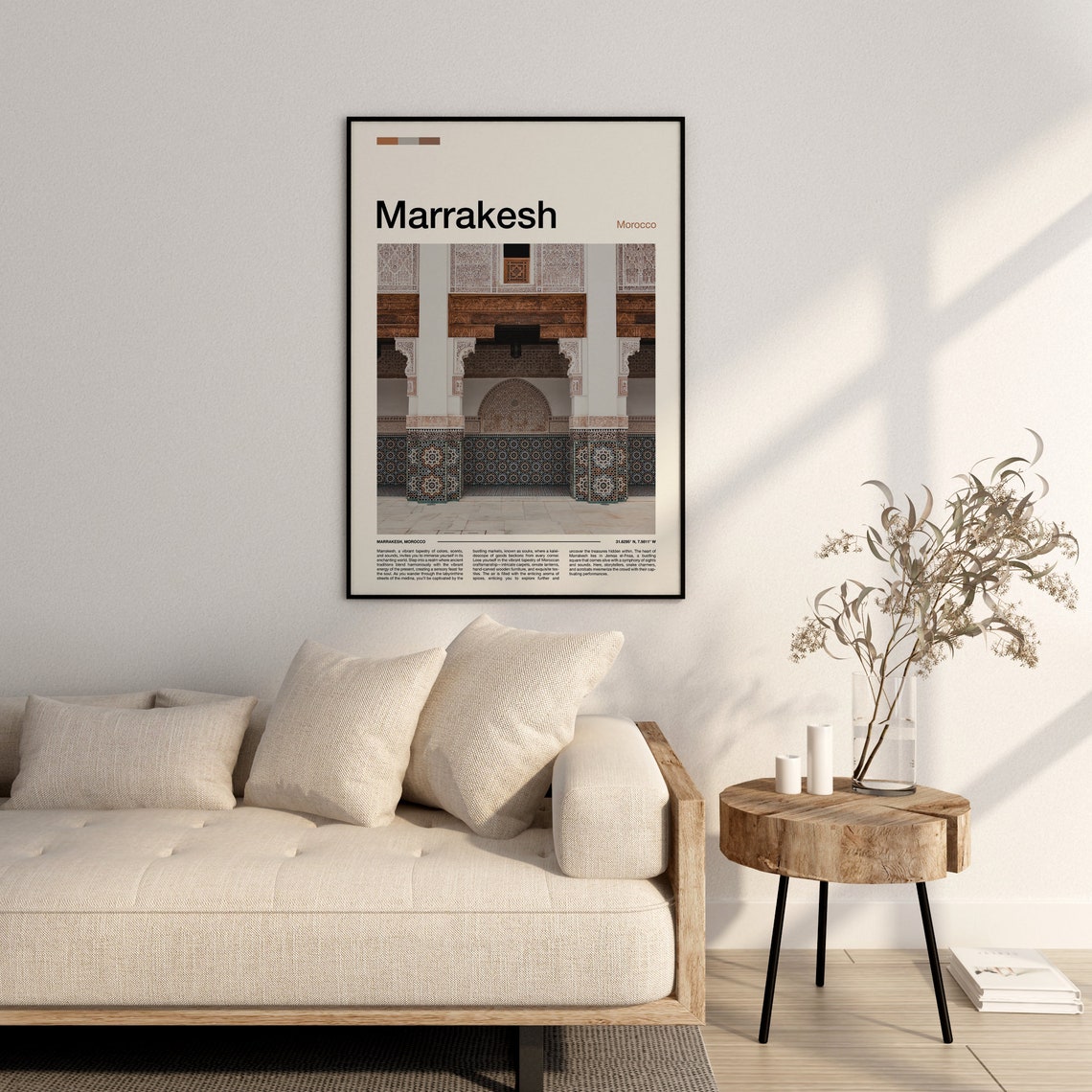 Marrakesh Morocco Moorish Zellige Tile Courtyard Design Poster - Image 3