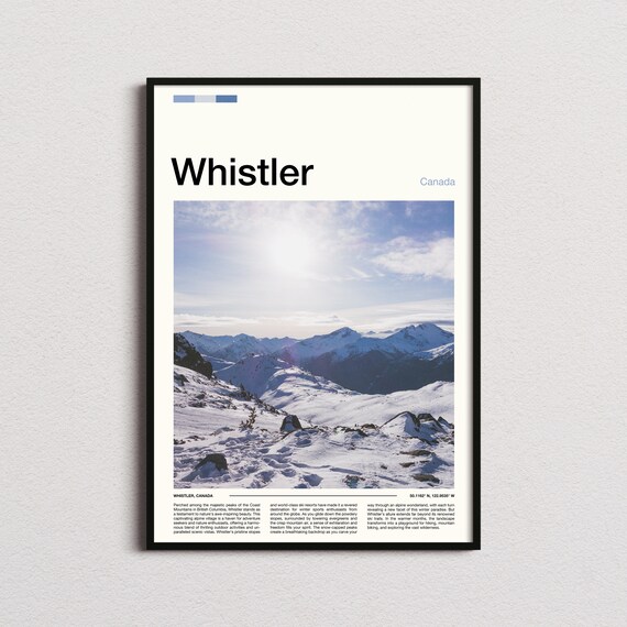 Whistler Canada Snowy Peaks Ski Resort Winter Mountain Poster