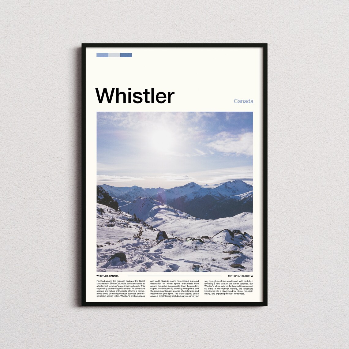 Whistler Canada Snowy Peaks Ski Resort Winter Mountain Poster
