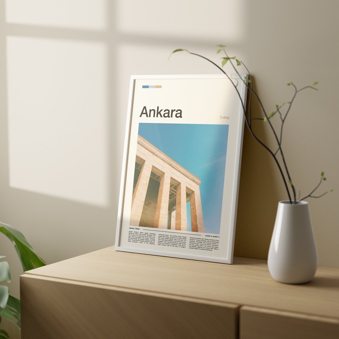 Ankara Turkey Grand Mausoleum Colonnade Blue Sky Photo Poster - Image 2