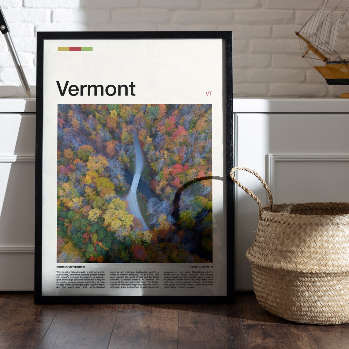 Vermont Fall Foliage Aerial Forest Road Autumn Colors Poster - Image 5