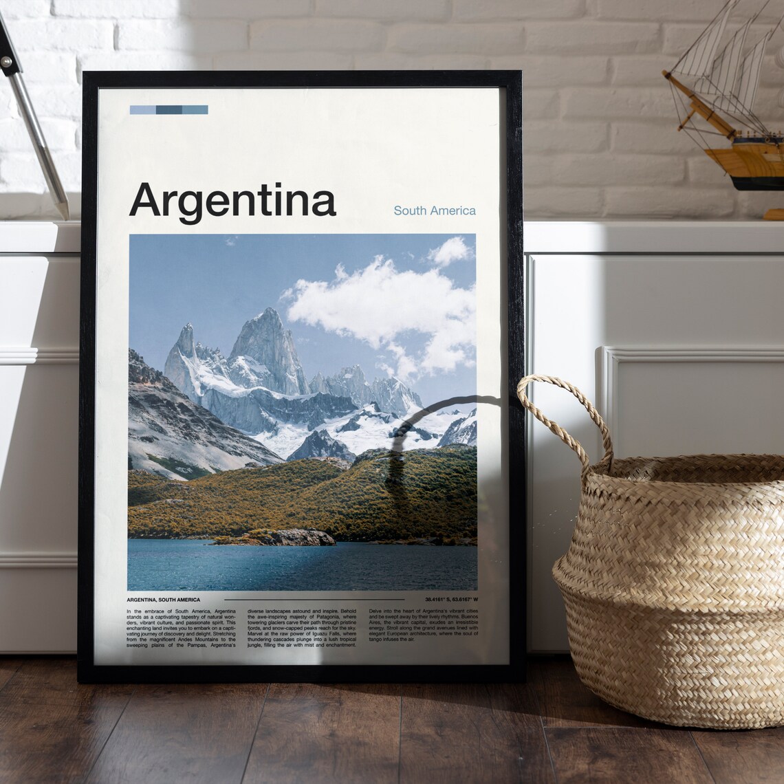 Argentina Patagonia Snow Capped Andes Mountains Lake Travel Poster - Image 4