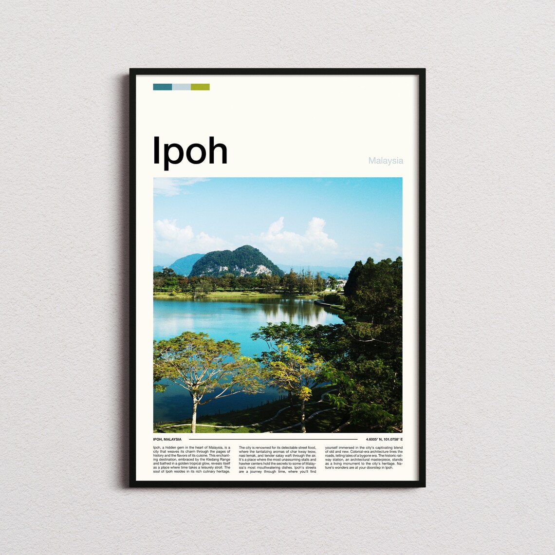 Ipoh Malaysia Lake Limestone Hill Rain Trees Scenic View Poster