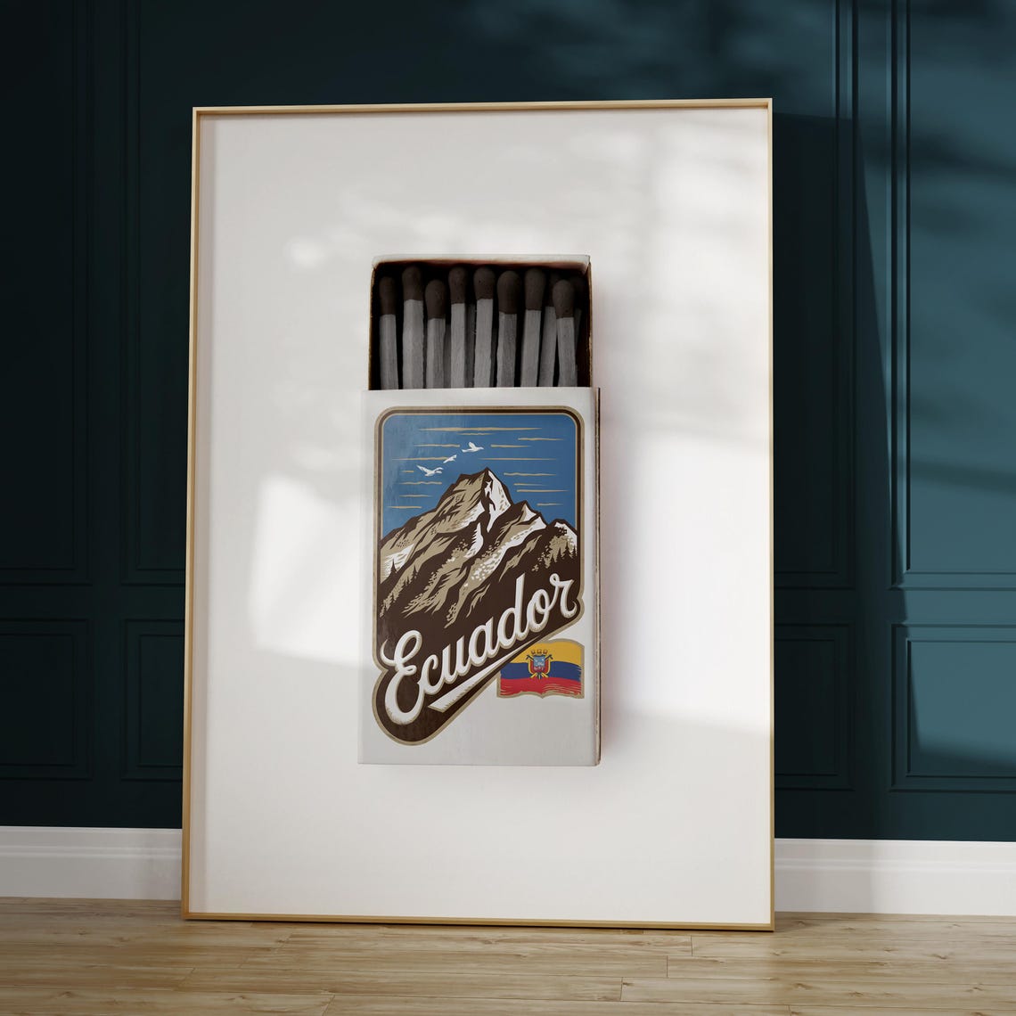 Ecuador Mountain Peak Matchbox Style Art with National Flag Poster - Image 5