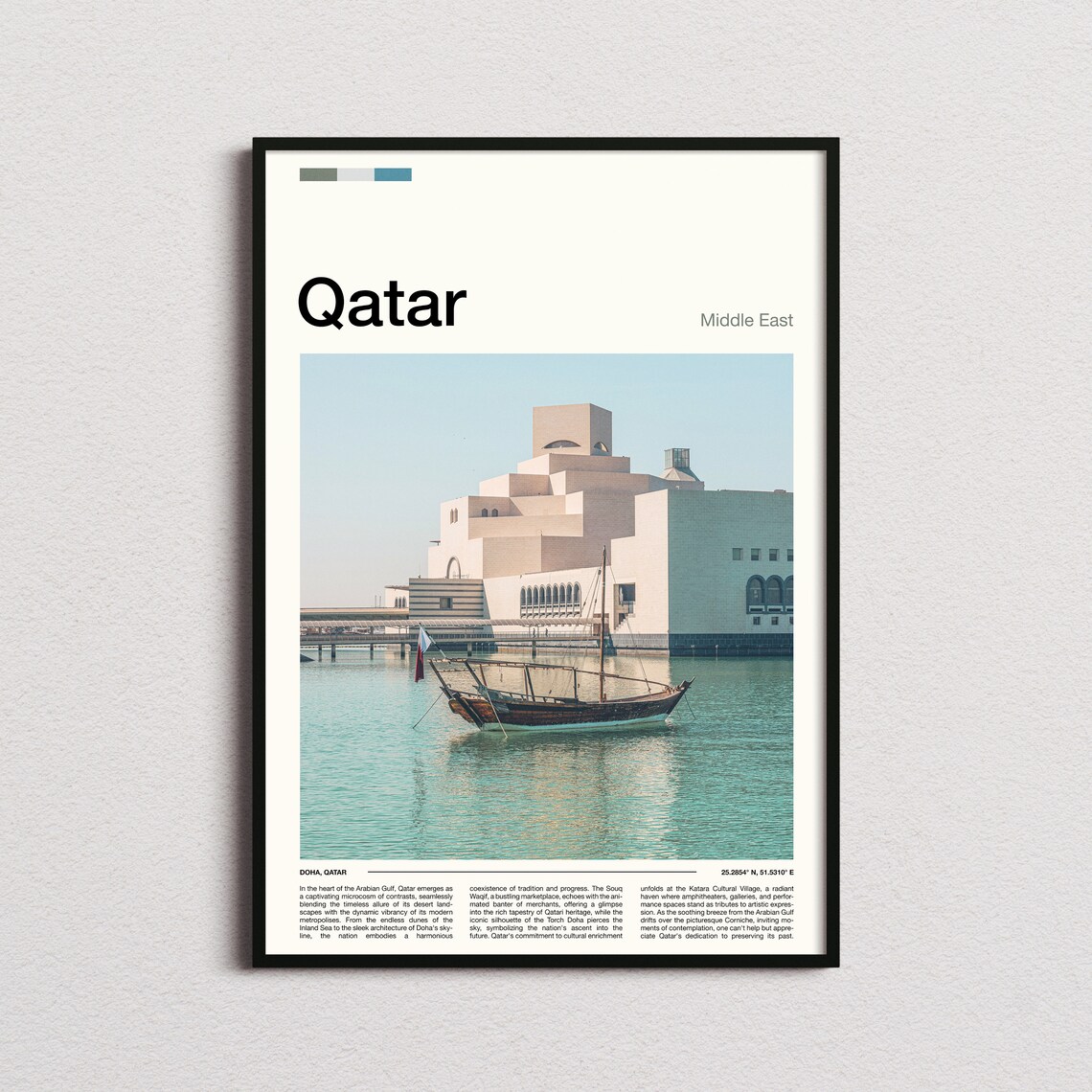 Qatar Middle East Islamic Art Museum Dhow Boat Harbor Poster