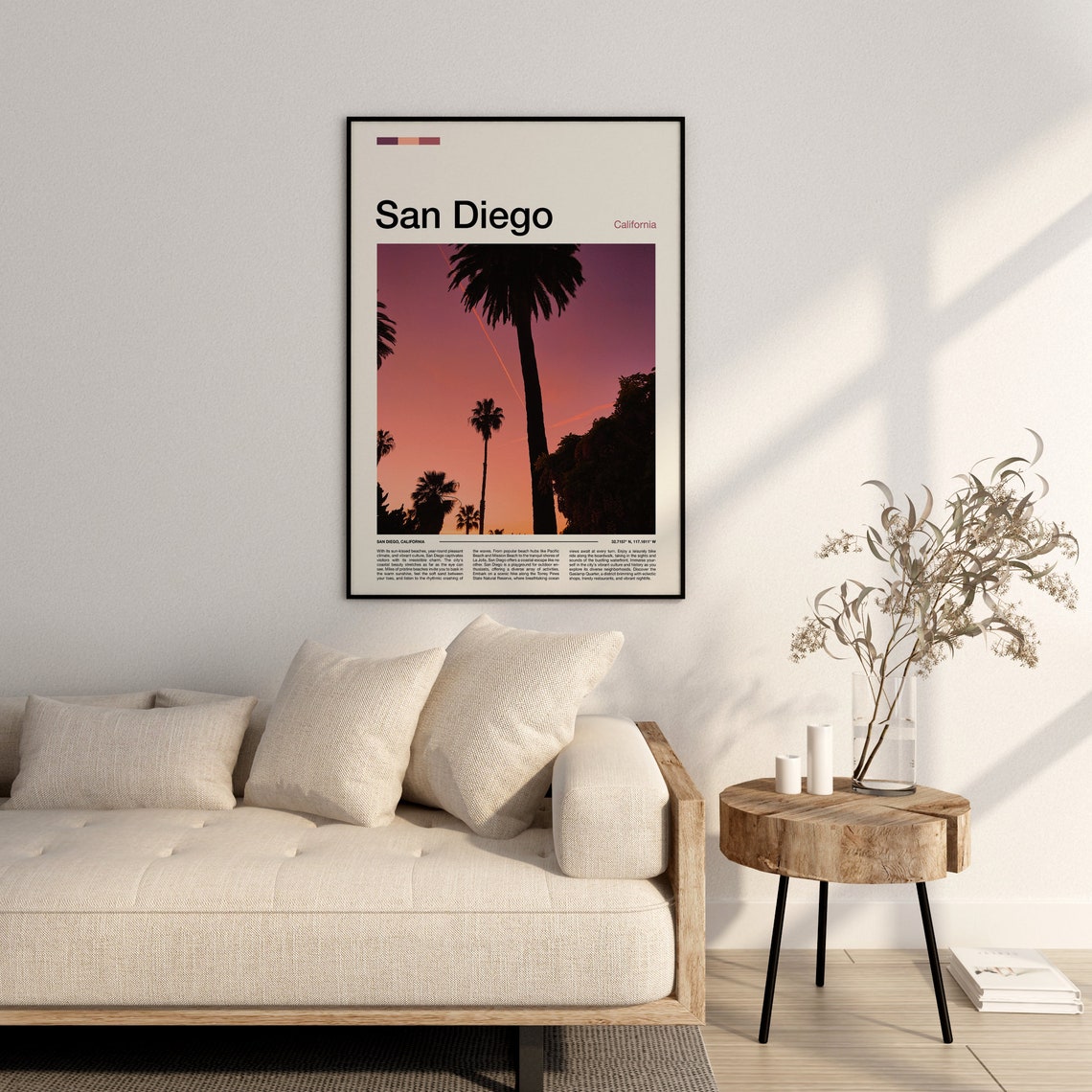 San Diego California Palm Tree Sunset Silhouette Photo Poster - Image 3