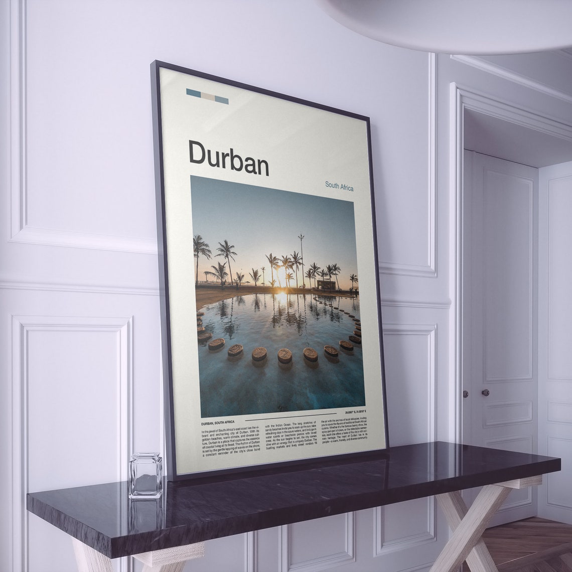 Durban South Africa Sunset Beach Reflection Minimalist Photo Poster - Image 2
