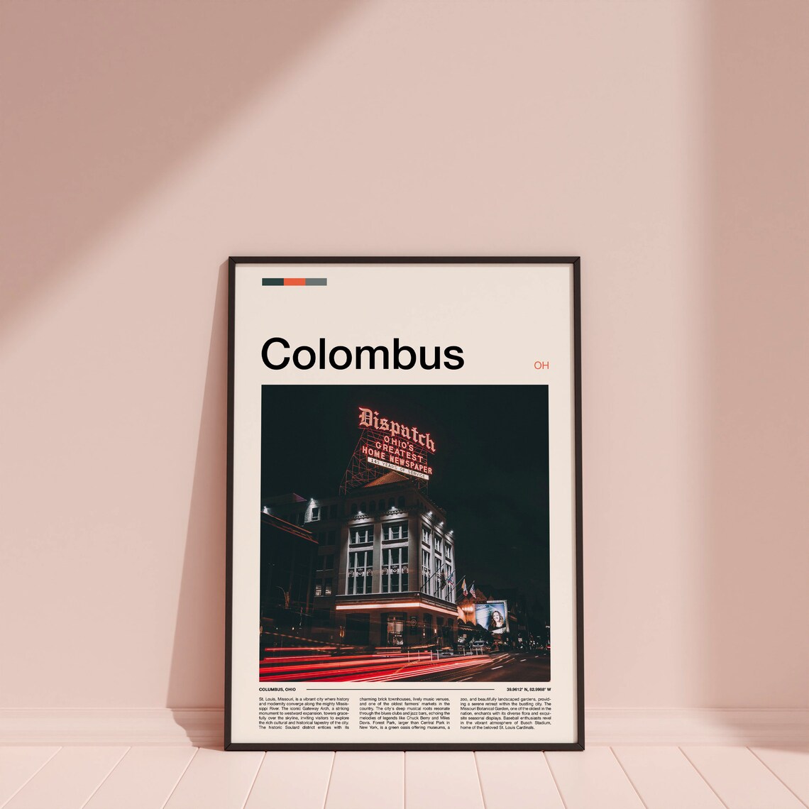 Columbus Ohio Dispatch Newspaper Sign Night Street Photography Poster - Image 5