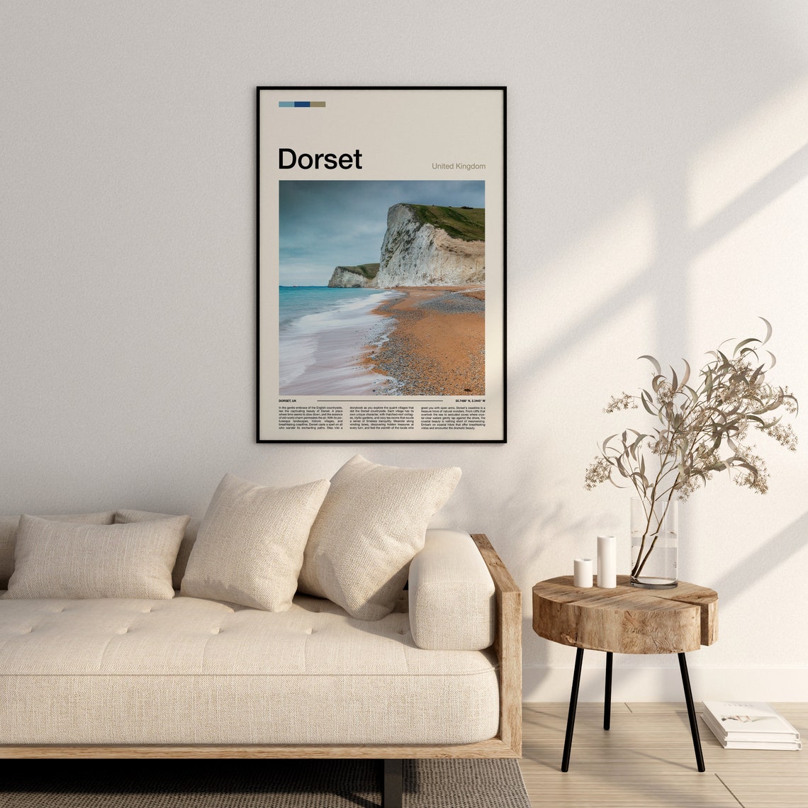 Dorset England Jurassic Coast White Chalk Cliffs Pebble Beach Poster - Image 3