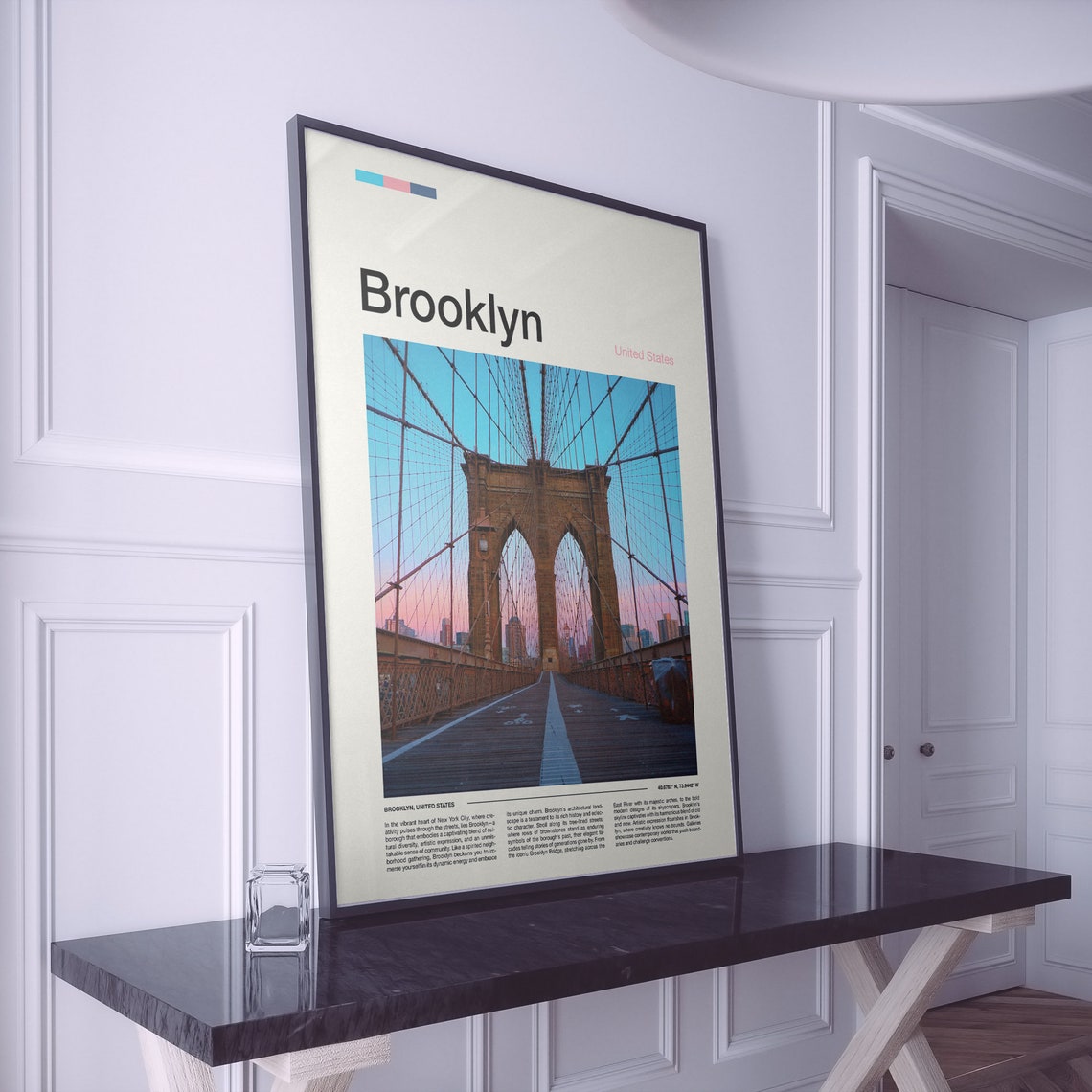 Brooklyn Bridge New York Iconic Walkway Sunset Arches Poster - Image 2