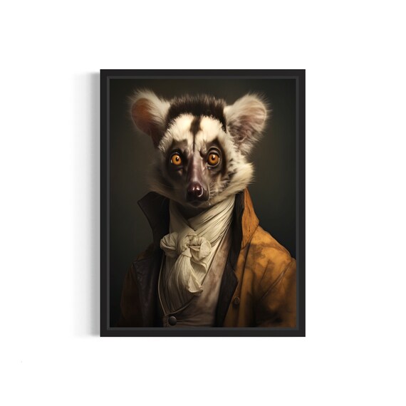Lemur Dragon Poster Art Print Vintage Animal Painting Wall Decor Artwork