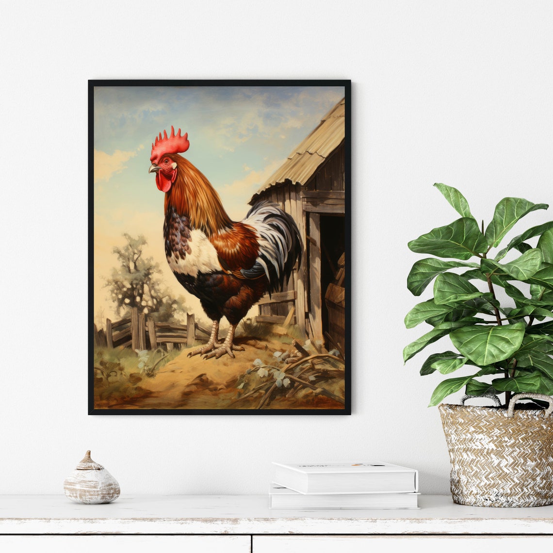 Buff Orpington Rooster Standing Beside A Rustic Wooden Barn Poster - Image 3