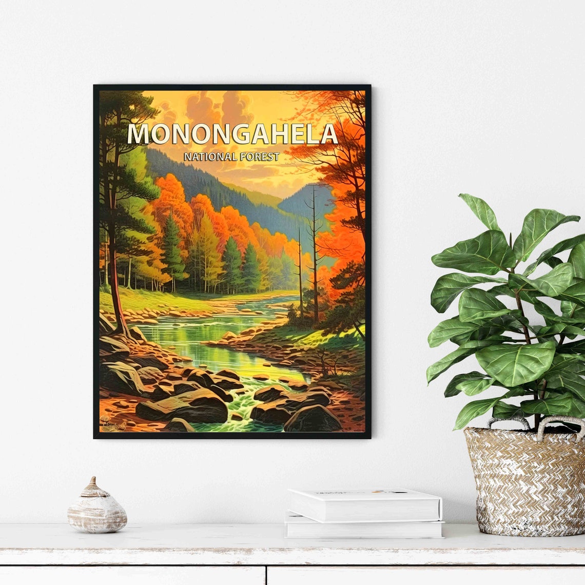Monongahela National Forest Autumn River Vintage Travel Poster - Image 2