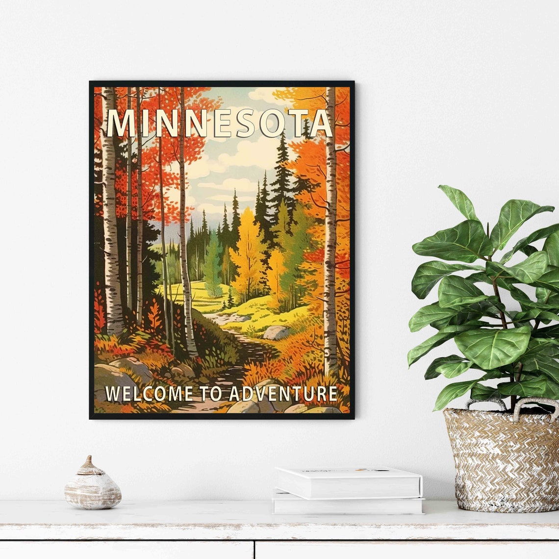 Minnesota Welcome to Adventure Birch Forest Fall Colors Poster - Image 2