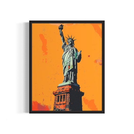 Statue Of Liberty Poster Art Print Vintage Retro Landmarks Painting Wall Art Decor
