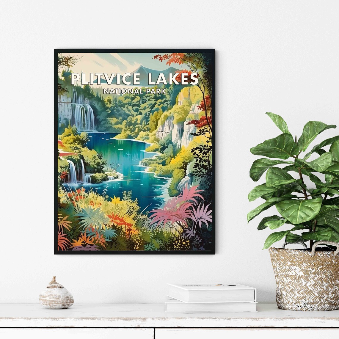 Plitvice Lakes National Park Turquoise Falls Vintage Travel Poster - Image 3