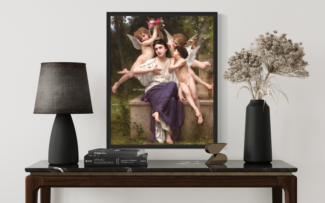 Dream of Spring Bouguereau Woman Crowned with Roses by Putti Poster - Image 3