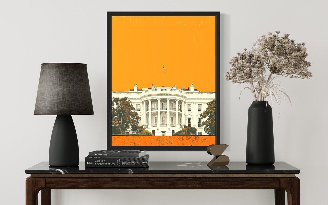 White House Washington DC Retro Pop Art Landmark Architecture Poster - Image 3