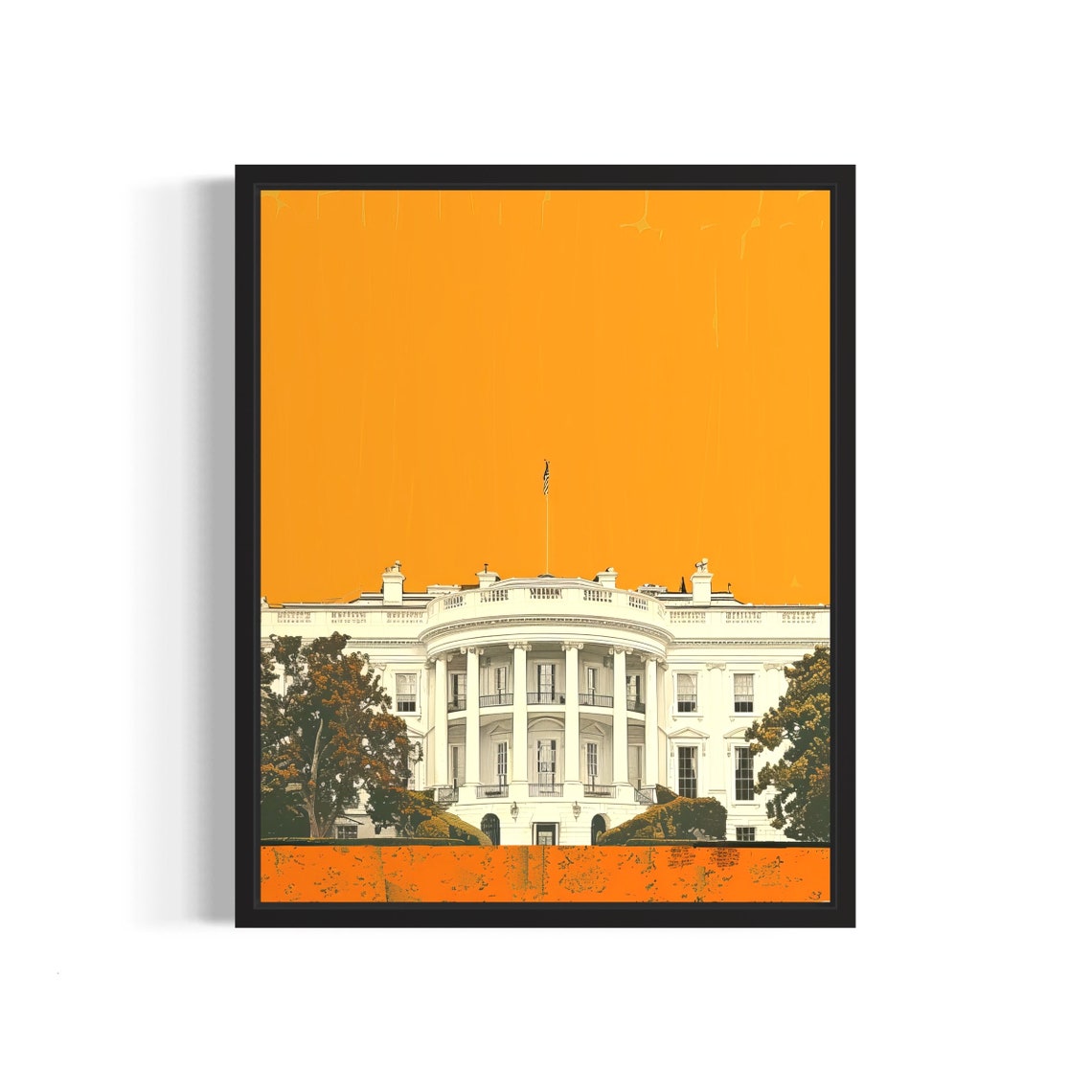 White House Washington DC Retro Pop Art Landmark Architecture Poster