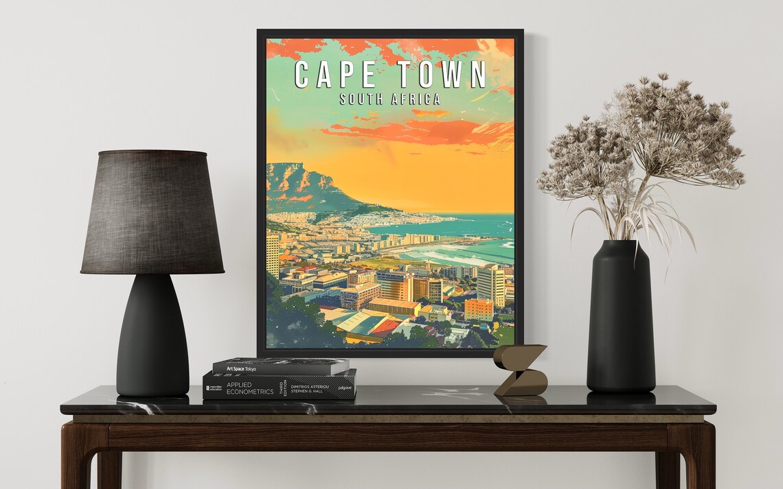Cape Town South Africa Harbor And Table Mountain Sunset Poster - Image 2