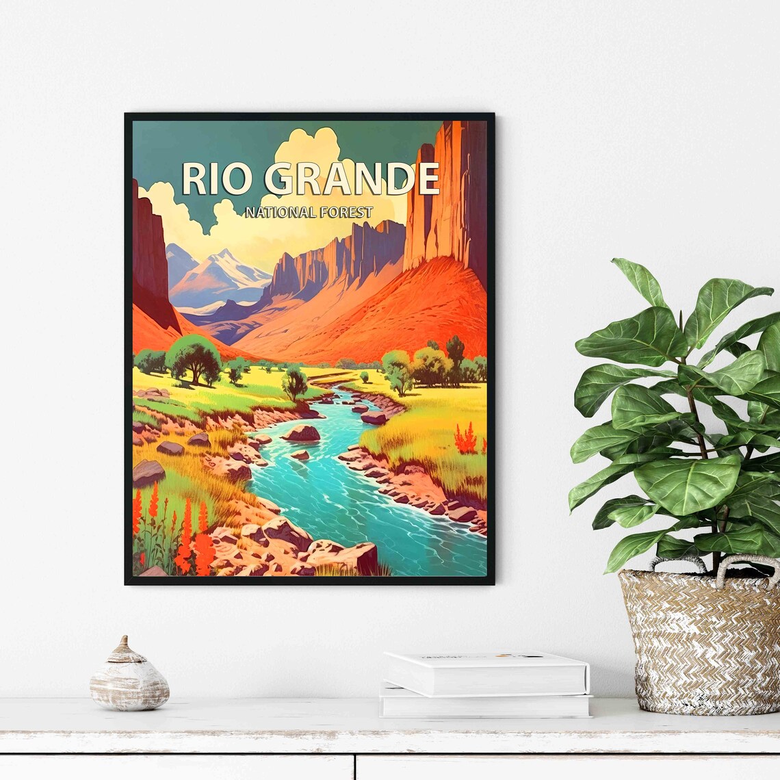 Rio Grande National Forest Red Rock Canyon Retro Travel Poster - Image 2