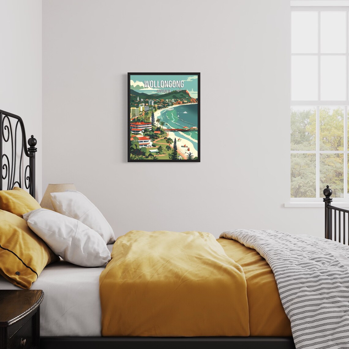 Wollongong Australia Coastal Beach City Retro Travel Poster Art - Image 3