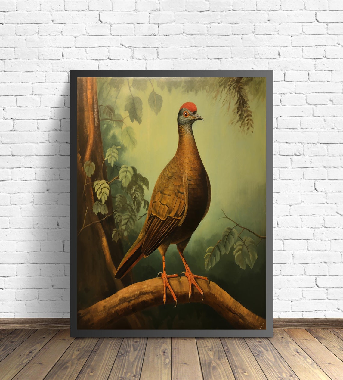 Plain Chachalaca Perched on a Branch Vintage Bird Art Poster - Image 2