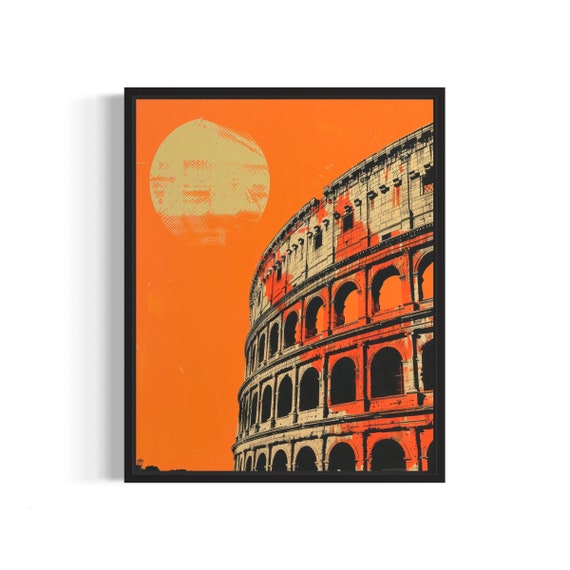 Colosseum Poster Art Print Vintage Retro Landmarks Painting Wall Art Decor