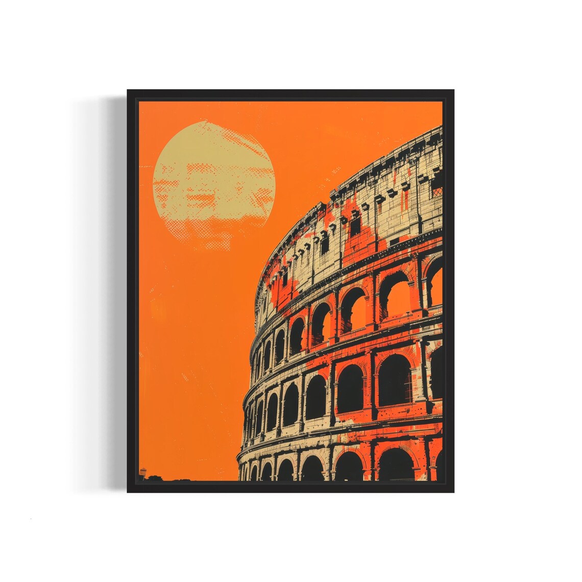 Colosseum Rome Italy Sunset Orange Moon Vintage Landmark Poster
