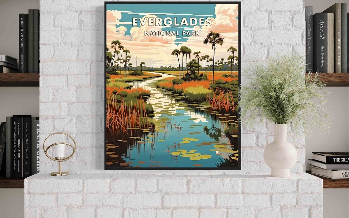 Everglades National Park Marsh Wetland Lily Pond Retro Poster - Image 3