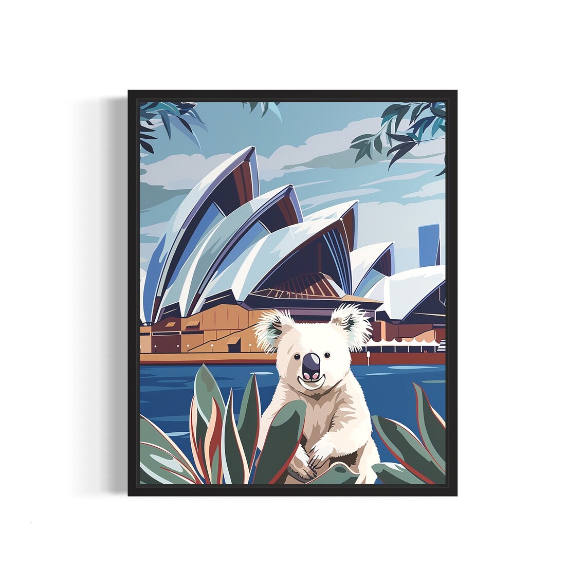 Koala Bear With Sydney Opera House Poster In Cute Vintage Travel Style