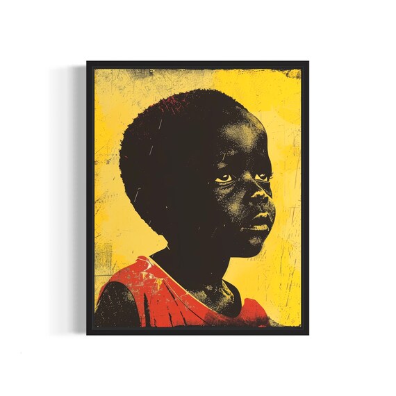 African Children Poster Art Print Vintage Retro Landmarks Painting Wall Art Decor