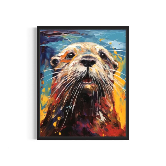 Otter Poster Art Print Abstract Animal Painting Wall Decor