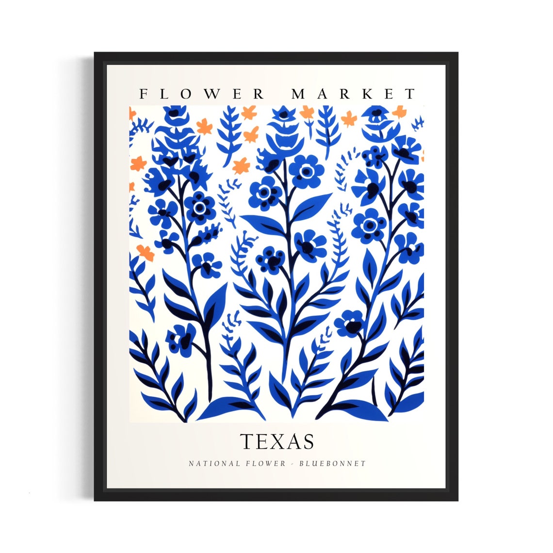 Texas Flower Market Bluebonnet State Flower Botanical Art Wall Poster
