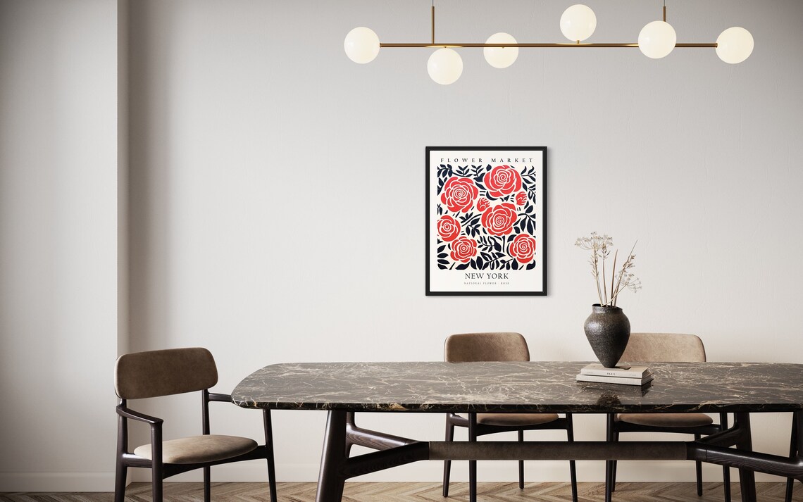 New York Flower Market Red Roses National Flower Botanical Print - Image 3
