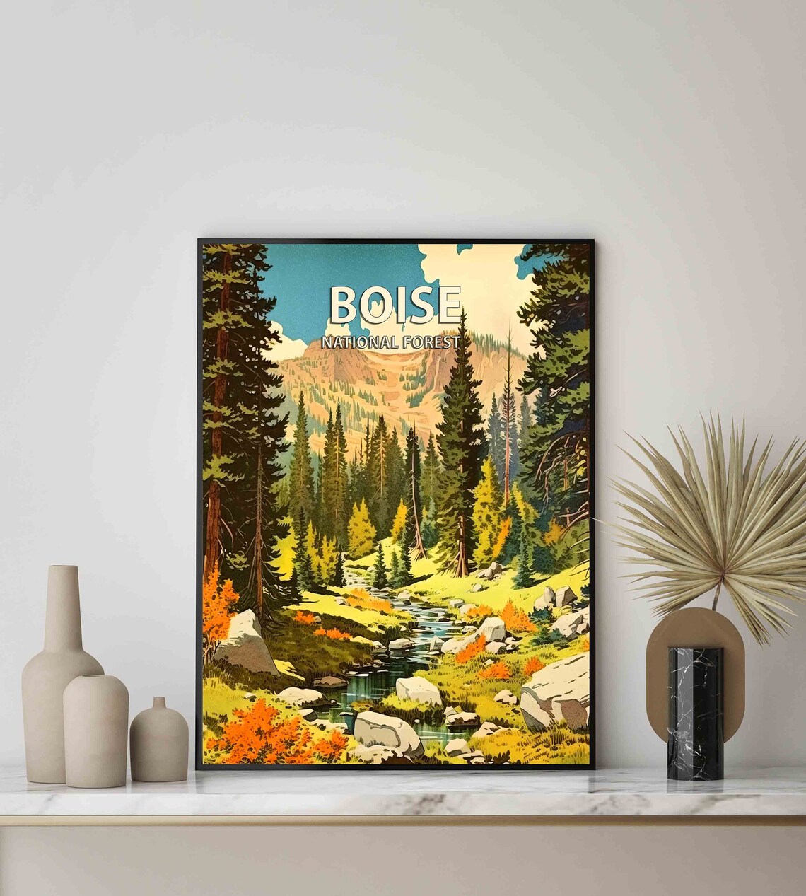 Boise National Forest Pine Creek Mountain Vintage Travel Poster - Image 3