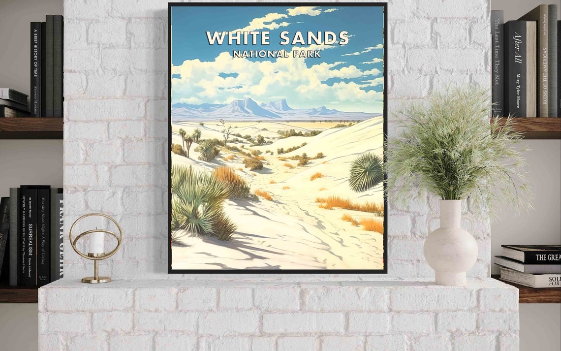 White Sands National Park Poster with Desert Dunes and Peaks - Image 3