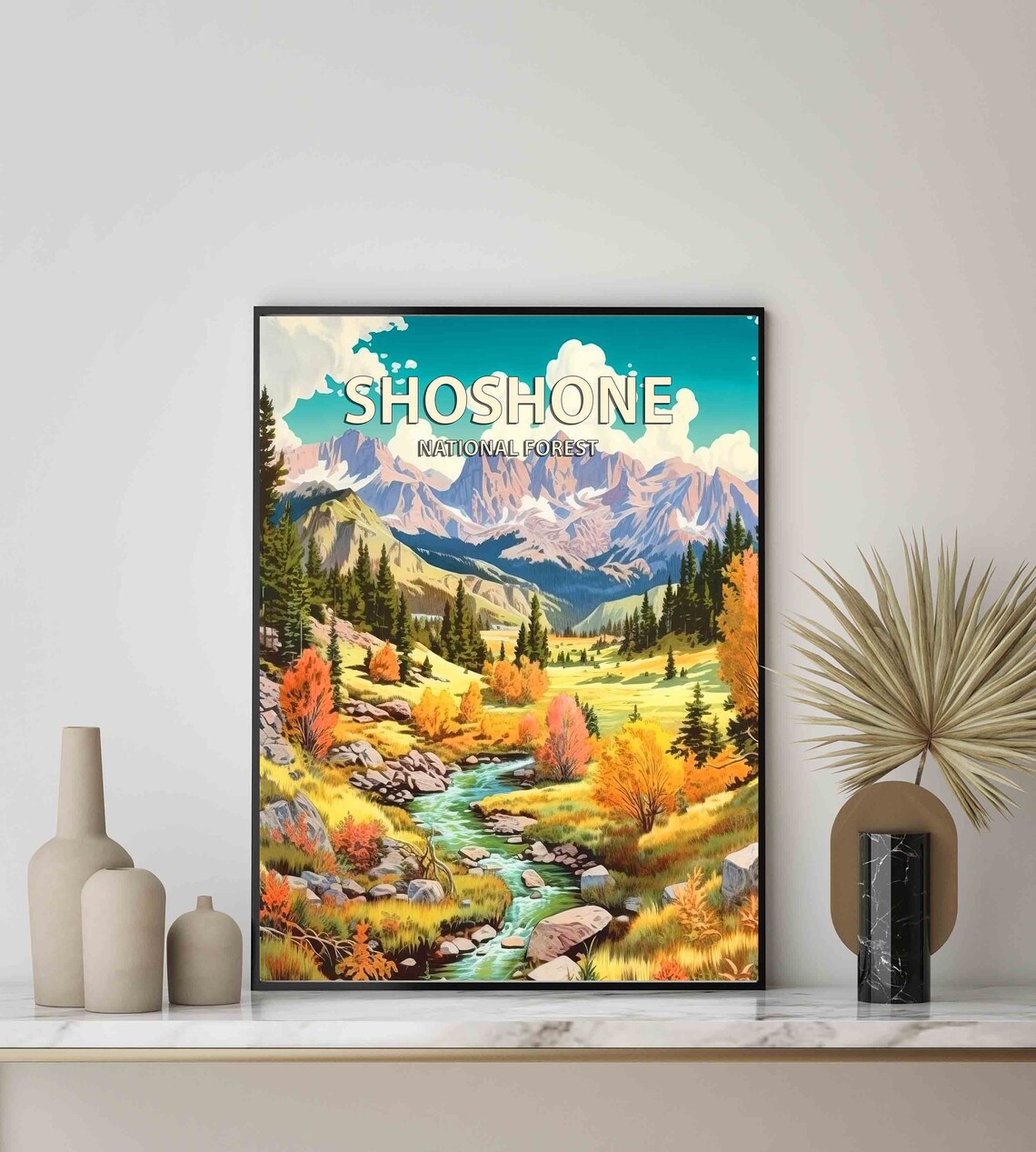 Shoshone National Forest Wyoming Autumn Valley Mountain Poster - Image 2
